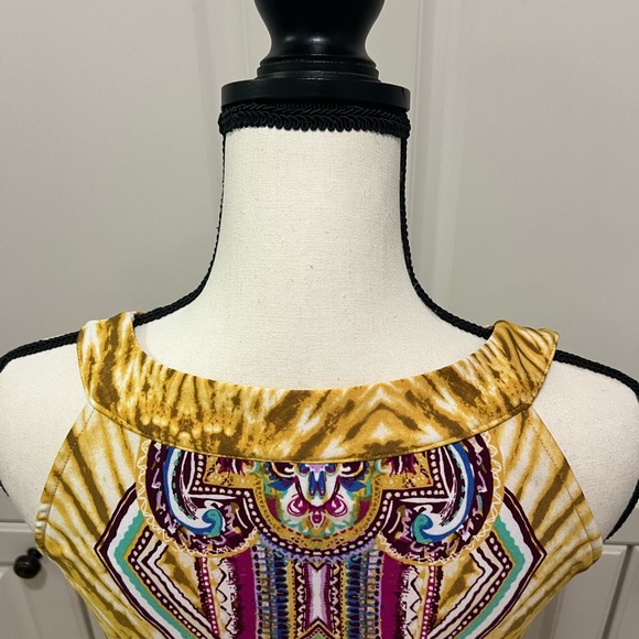 NWOT ECI New York Yellow | Purple printed maxi dress size S - Picture 6 of 10